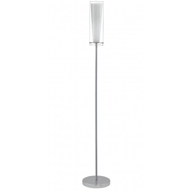EGLO 89836 | Pinto Eglo podna svjetiljka 147cm sa nožnim prekidačem 1x E27 krom, bijelo, prozirno