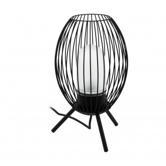 EGLO 900123 | Fusignano Eglo stolna svjetiljka 41cm sa kablom i vilastim utikačem 1x E27 IP44 crno, opal