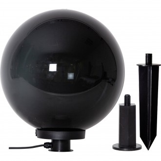 EGLO 900203 | Monterollo-Smoke Eglo ubodne svjetiljke svjetiljka kuglasta sa kablom i vilastim utikačem 1x E27 IP44 crno, prozirna crna