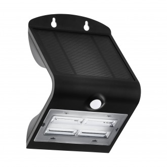 EGLO 900255 | Lamozzo Eglo zidna svjetiljka sa senzorom, svjetlosni senzor - sumračni prekidač solarna baterija, orientciona rasvjeta 1x LED 440lm 4000/3000K IP44 crno, prozirno