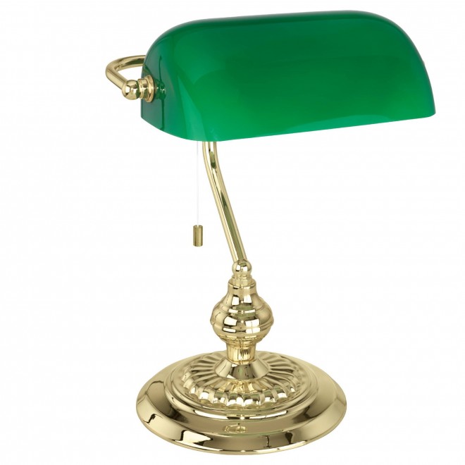 EGLO 90967 | Banker Eglo stolna svjetiljka 39cm s poteznim prekidačem 1x E27 mesing, zeleno
