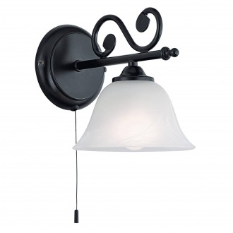 EGLO 91006 | Murcia Eglo zidna svjetiljka s poteznim prekidačem 1x E14 crno, alabaster, bijelo