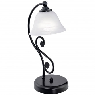 EGLO 91007 | Murcia Eglo stolna svjetiljka 37cm sa prekidačem na kablu 1x E14 crno, alabaster, bijelo