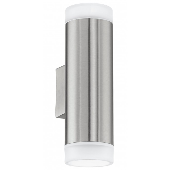 EGLO 92736 | RigaLED Eglo zidna svjetiljka cilindar 2x GU10 400lm 4000K IP44 plemeniti čelik, čelik sivo, saten