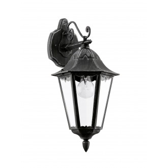 EGLO 93456 | Navedo Eglo zidna svjetiljka 1x E27 IP44 crno, antik srebrna, prozirna