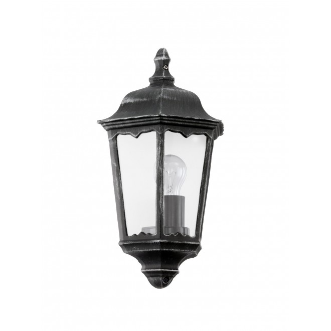 EGLO 93459 | Navedo Eglo zidna svjetiljka 1x E27 IP44 crno, antik srebrna, prozirna