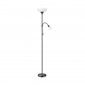 EGLO 93917 | UP2 Eglo podna svjetiljka 176,5cm sa prekidačem na kablu fleksibilna 1x E27 + 1x E14 crno nikel, bijelo