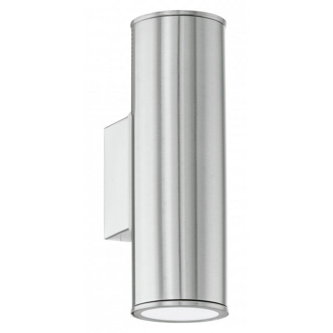 EGLO 94107 | RigaLED2 Eglo zidna svjetiljka cilindar 2x GU10 480lm 3000K IP44 plemeniti čelik, čelik sivo