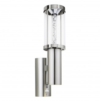 EGLO 94128 | Trono-Stick Eglo zidna svjetiljka sa senzorom 1x GU10 240lm + 1x LED 280lm 3000K IP44 plemeniti čelik, čelik sivo, prozirna