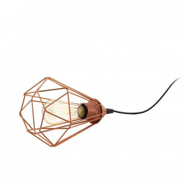 EGLO 94197 | Tarbes Eglo stolna svjetiljka 26,5cm sa prekidačem na kablu 1x E27 crveni bakar, crno
