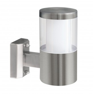 EGLO 94277 | Basalgo-1 Eglo zidna svjetiljka 1x LED 320lm 3000K IP44 plemeniti čelik, čelik sivo, prozirna, bijelo