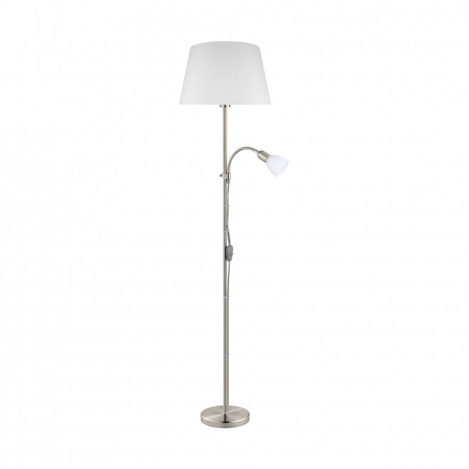 EGLO 95686 | Conesa Eglo podna svjetiljka 170cm sa prekidačem na kablu 1x E27 + 1x E14 poniklano mat, bijelo