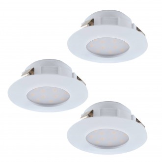 EGLO 95821 | Pineda Eglo ugradbena svjetiljka okrugli trodijelni set Ø78mm 3x LED 1500lm 3000K IP44/20 bijelo
