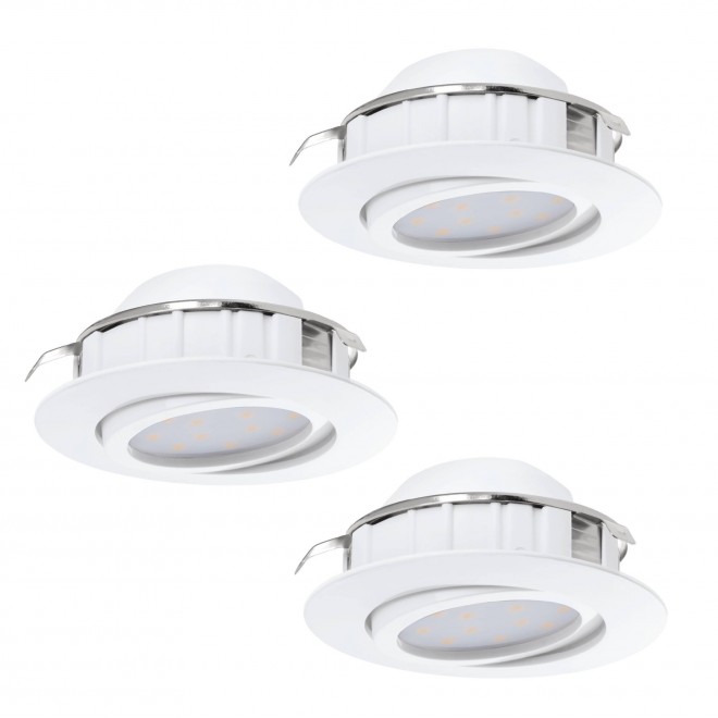 EGLO 95857 | Pineda Eglo ugradbena svjetiljka okrugli jačina svjetlosti se može podešavati, trodijelni set, pomjerljivo Ø84mm 3x LED 1500lm 3000K bijelo