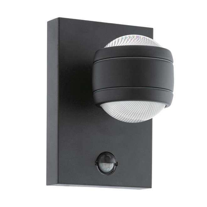 EGLO 96021 | Sesimba Eglo zidna svjetiljka sa senzorom 2x LED 560lm 3000K IP44 crno, prozirno