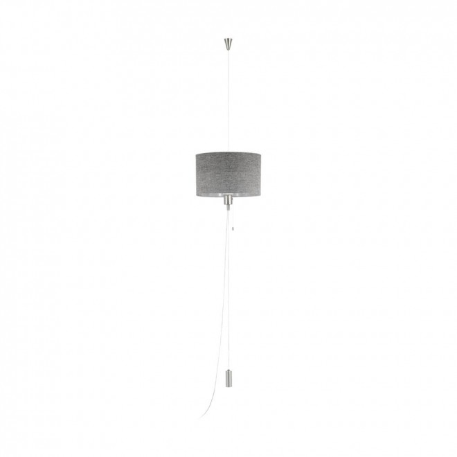 EGLO 96156 | Romano-1 Eglo visilice svjetiljka s poteznim prekidačem 1x E27 satenski nikal, sivo