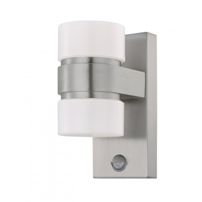 EGLO 96277 | Atollari Eglo zidna svjetiljka sa senzorom 2x LED 1000lm 3000K IP44 plemeniti čelik, čelik sivo, srebrno, bijelo