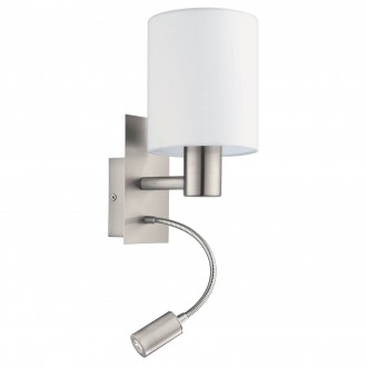 EGLO 96477 | Eglo-Pasteri-W Eglo zidna svjetiljka s prekidačem fleksibilna 1x E27 + 1x LED 380lm bijelo mat, poniklano mat