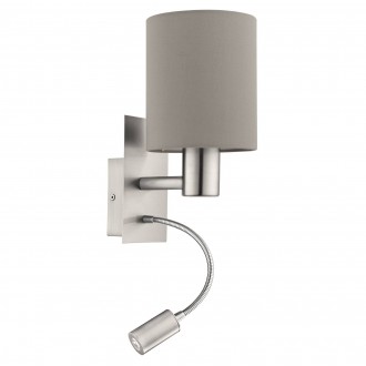 EGLO 96478 | Eglo-Pasteri-T Eglo zidna svjetiljka s prekidačem fleksibilna 1x E27 + 1x LED 380lm mat taupe, bijelo, poniklano mat