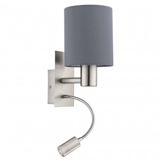EGLO 96479 | Eglo-Pasteri-G Eglo zidna svjetiljka s prekidačem fleksibilna 1x E27 + 1x LED 380lm mat sivo, bijelo, poniklano mat