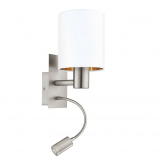 EGLO 96484 | Eglo-Pasteri-WHC Eglo zidna svjetiljka s prekidačem fleksibilna 1x E27 + 1x LED 380lm bijelo mat, mesing, poniklano mat