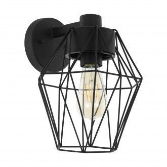 EGLO 97226 | Canove Eglo zidna svjetiljka 1x E27 IP44 crno, prozirna, saten