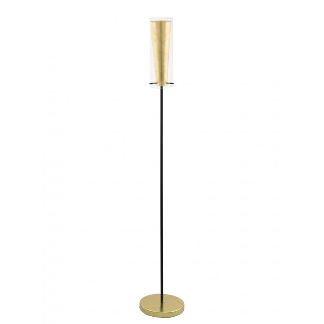EGLO 97655 | Pinto-Gold Eglo podna svjetiljka 147cm sa nožnim prekidačem 1x E27 crno, prozirna, zlatno