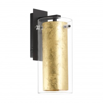 EGLO 97839 | Pinto-Gold Eglo zidna svjetiljka s prekidačem 1x E27 crno, prozirna, zlatno