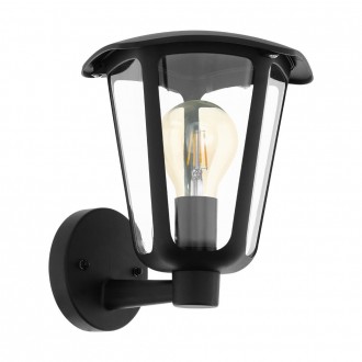EGLO 98119 | Monreale Eglo zidna svjetiljka 1x E27 IP44 crno, prozirno