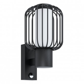 EGLO 98722 | Ravello Eglo zidna svjetiljka sa senzorom 1x E27 IP44 crno, bijelo