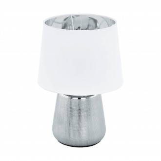 EGLO 99329 | Manalba-1 Eglo stolna svjetiljka 30cm sa prekidačem na kablu 1x E14 srebrno, bijelo