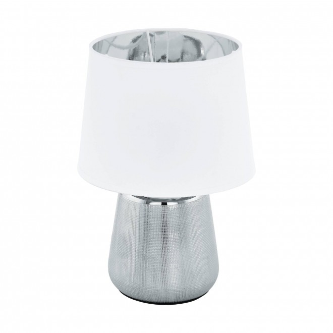 EGLO 99329 | Manalba-1 Eglo stolna svjetiljka 30cm sa prekidačem na kablu 1x E14 srebrno, bijelo