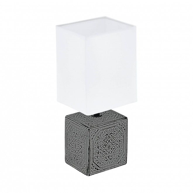 EGLO 99333 | Mataro-1 Eglo stolna svjetiljka 30cm sa prekidačem na kablu 1x E14 antik crno, bijelo