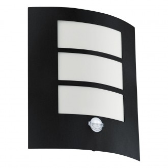 EGLO 99568 | City Eglo zidna svjetiljka sa senzorom 1x E27 IP44 crno, bijelo