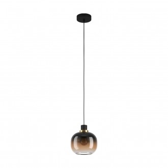 EGLO 99614 | Oilella Eglo visilice svjetiljka 1x E27 crno, mesing, prozirno smeđa