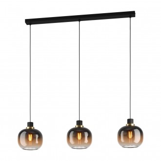 EGLO 99615 | Oilella Eglo visilice svjetiljka 3x E27 crno, mesing, prozirno smeđa