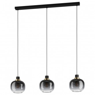 EGLO 99617 | Oilella Eglo visilice svjetiljka 3x E27 crno, mesing, prozirna crna
