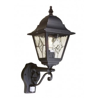 ELSTEAD NR1-PIR-BLACK | Norfolk Elstead zidna svjetiljka sa senzorom 1x E27 IP43 crno, prozirno