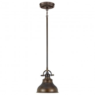 ELSTEAD QZ-EMERY-P-S-PN | Emery Elstead visilice svjetiljka s podešavanjem visine 1x E27 antik brončano, bijelo