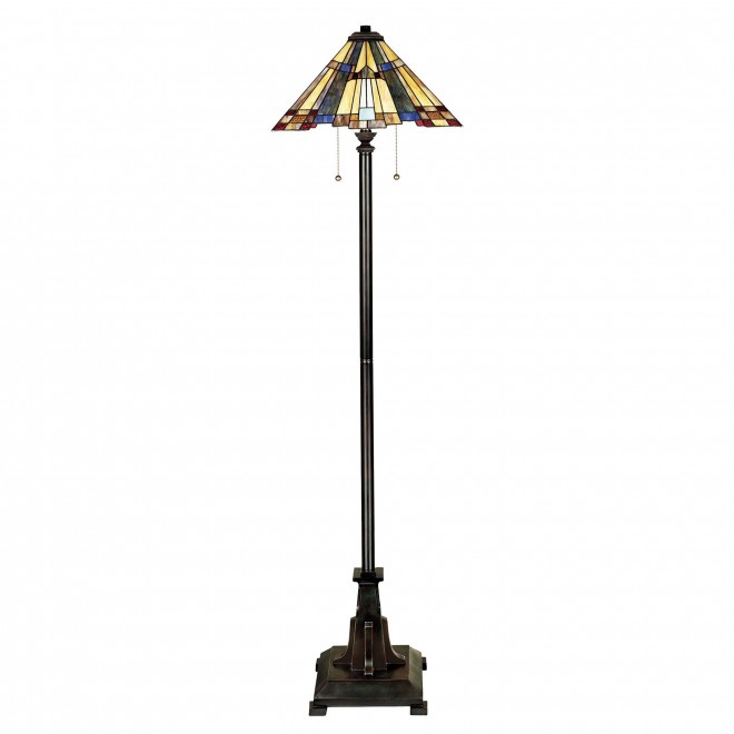 ELSTEAD QZ-INGLENOOK-FL | Inglenook Elstead podna svjetiljka 157,5cm sa prekidačem na kablu 2x E27 brončano smeđe, višebojno