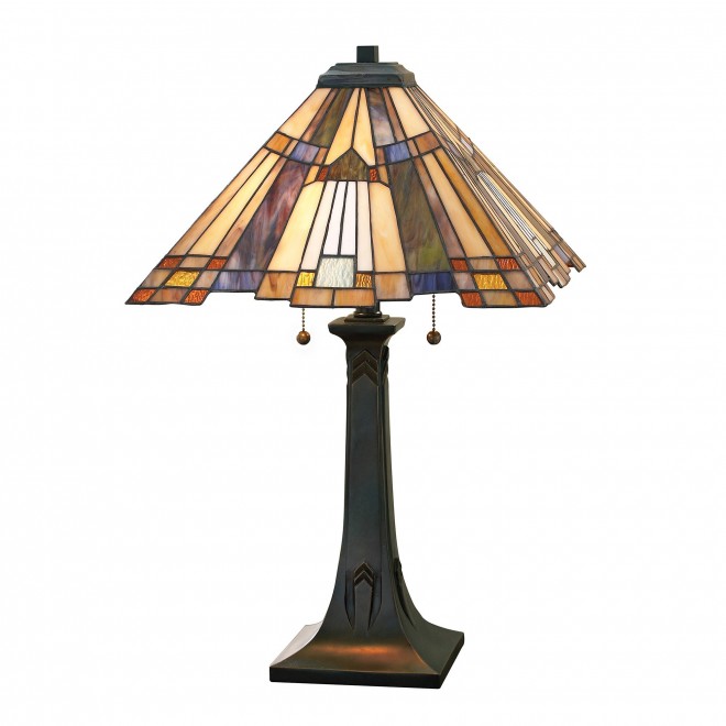 ELSTEAD QZ-INGLENOOK-TL | Inglenook Elstead stolna svjetiljka 63,5cm s prekidačem 2x E27 brončano smeđe, višebojno