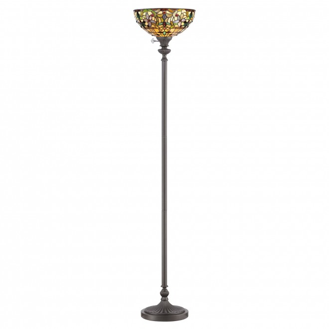 ELSTEAD QZ-KAMI-UL | Kami-EL Elstead podna svjetiljka 177,8cm sa prekidačem na kablu ručna izrada 1x E27 brončano smeđe, višebojno