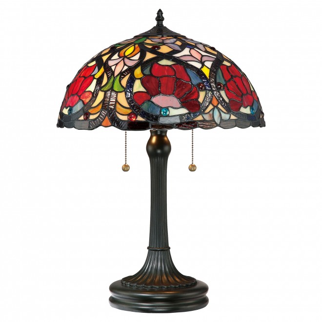 ELSTEAD QZ-LARISSA-TL | Larissa-EL Elstead stolna svjetiljka 58,4cm 2x s poteznim prekidačem ručna izrada 2x E27 brončano smeđe, višebojno