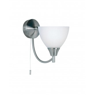 ENDON 1805-1SC | Alton-EN Endon zidna svjetiljka s poteznim prekidačem 1x E14 krom saten, opal mat