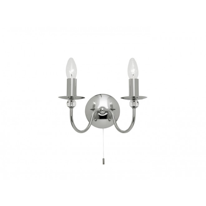 ENDON 2013-2CH | Parkstone Endon zidna svjetiljka s poteznim prekidačem 2x E14 krom, prozirno