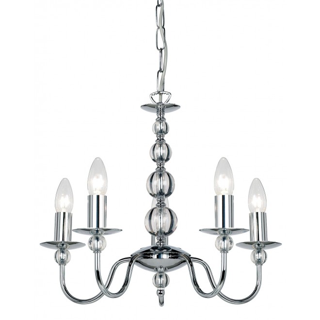ENDON 2013-5CH | Parkstone Endon luster svjetiljka s podešavanjem visine 5x E14 krom, prozirno