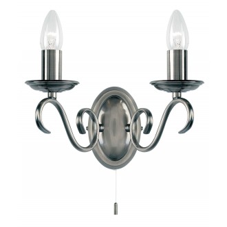 ENDON 2030-2AS | Bernice Endon zidna svjetiljka s poteznim prekidačem 2x E14 antik srebrna