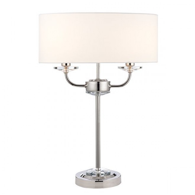 ENDON 60804 | Nixon-EN Endon stolna svjetiljka 54cm sa prekidačem na kablu 2x E14 nikel, bijelo