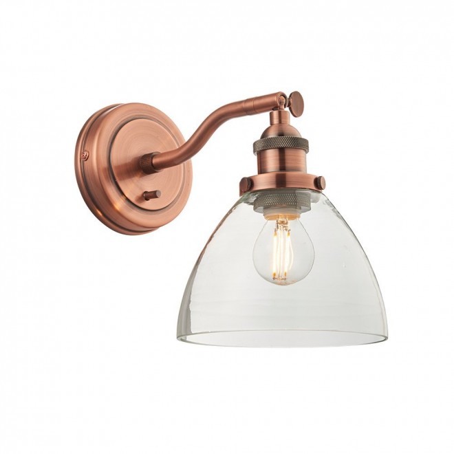ENDON 76334 | Hansen Endon zidna svjetiljka s prekidačem 1x E14 antik crveni bakar, prozirno