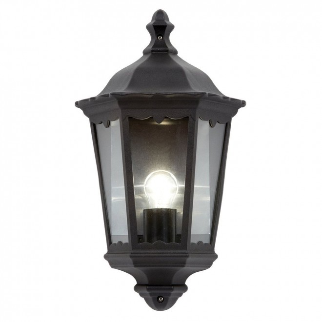 ENDON 76547 | Burford-EN Endon zidna svjetiljka 1x E27 IP44 crno mat, prozirno